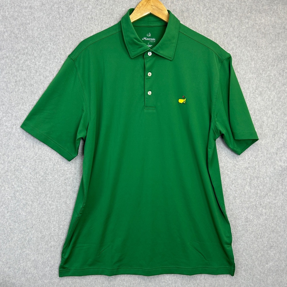 Masters Tech Golf Polo Shirt Green Embroidered Logo Performance Sport Mens Large
